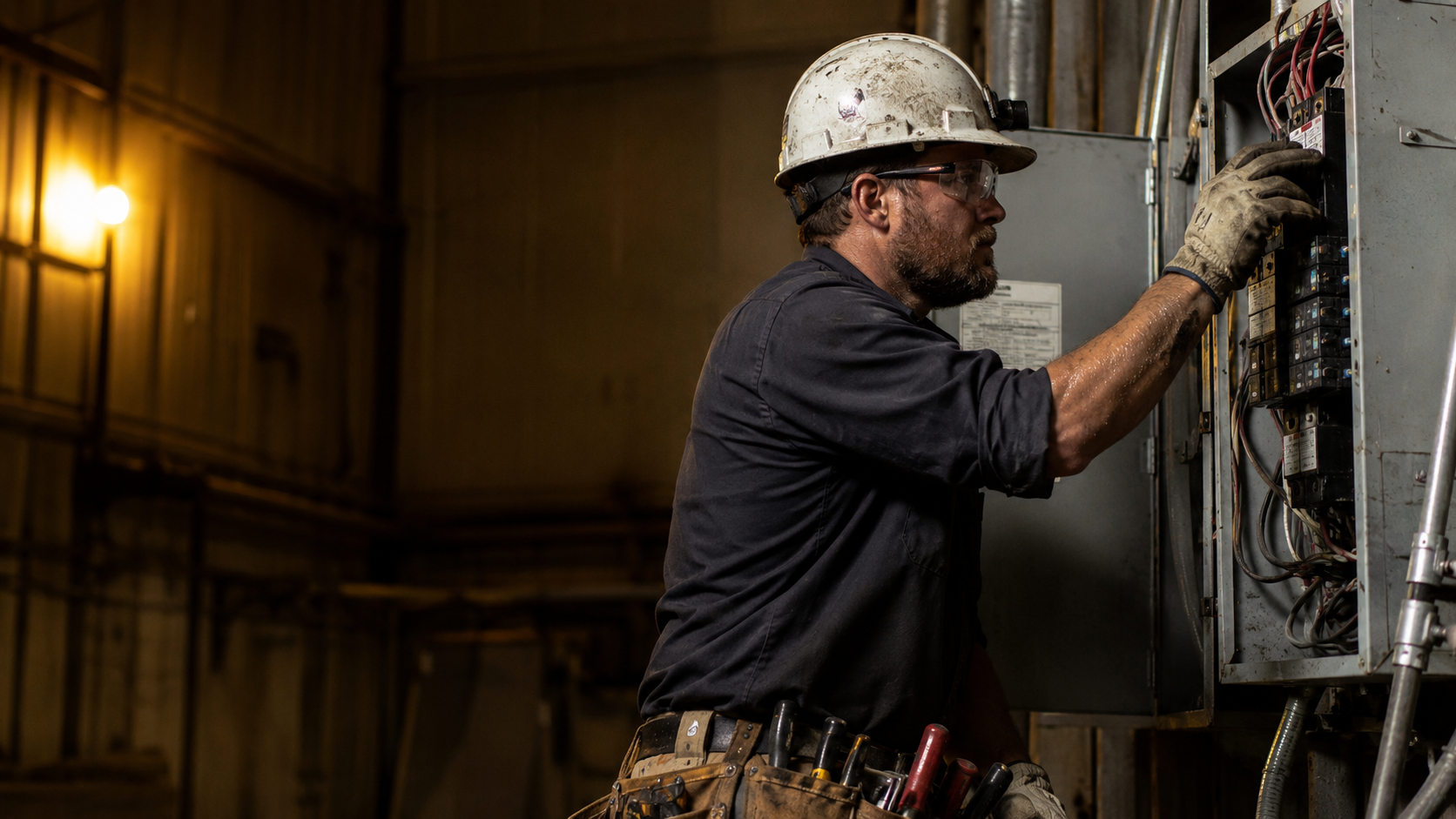 Electrician at a panel
